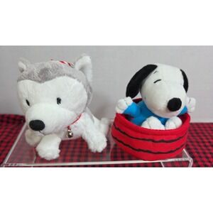 Hallmark Christmas "Happiness Is A JoyRide"Snoopy Toy/Jingle Husky Plush Lot of2